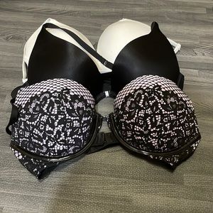 Misc bras black halter 34b white pink 32d purple push-up 32d